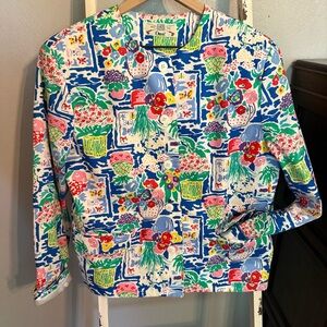 Vintage Orvis Botanical Multicolor Floral Button Up Crop Jacket Grannycore